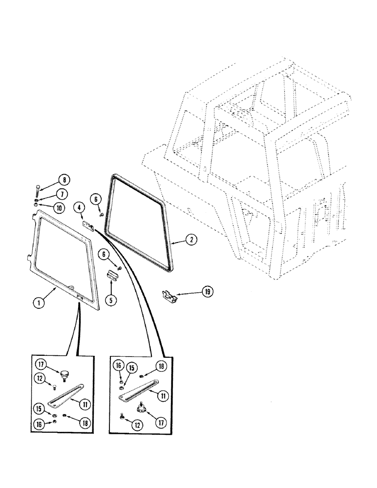 Схема запчастей Case IH 2394 - (9-112) - CAB, SIDE WINDOW (09) - CHASSIS/ATTACHMENTS