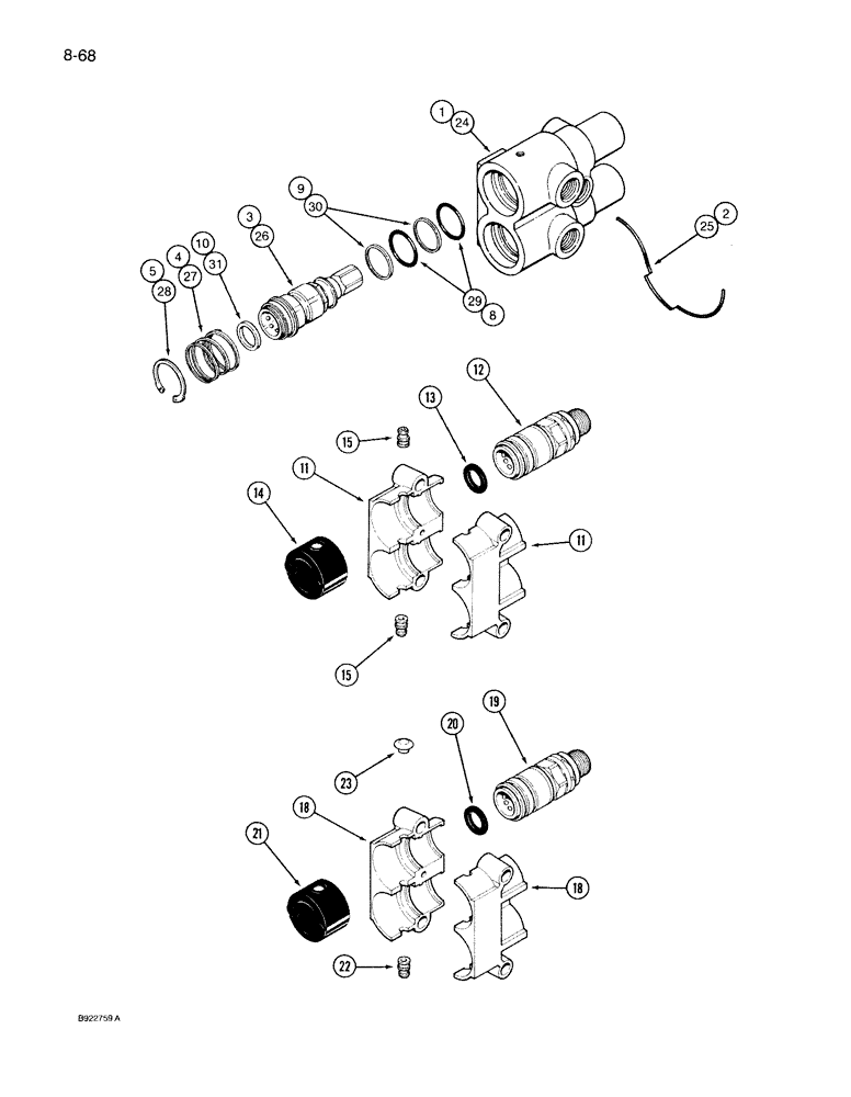 Схема запчастей Case IH 7140 - (8-068) - QUICK DISCONNECT COUPLERS (08) - HYDRAULICS