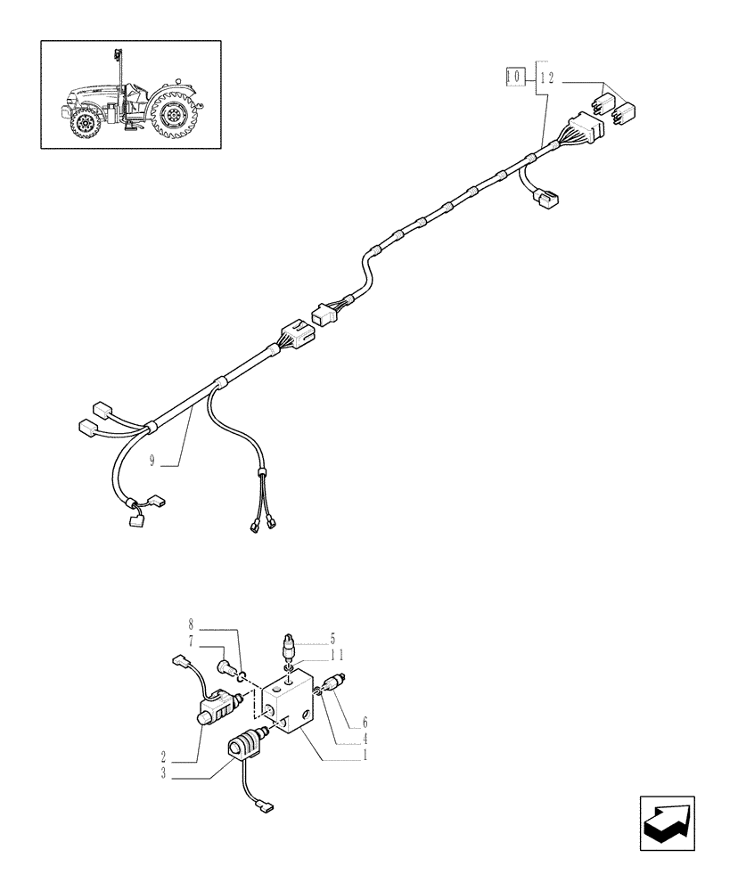 Схема запчастей Case IH JX1095N - (1.82.713/01[03]) - (VAR.372-414) TRAILER BRAKE VALVE (ITALY) - PIPES AND SOLENOID VALVES (07) - HYDRAULIC SYSTEM