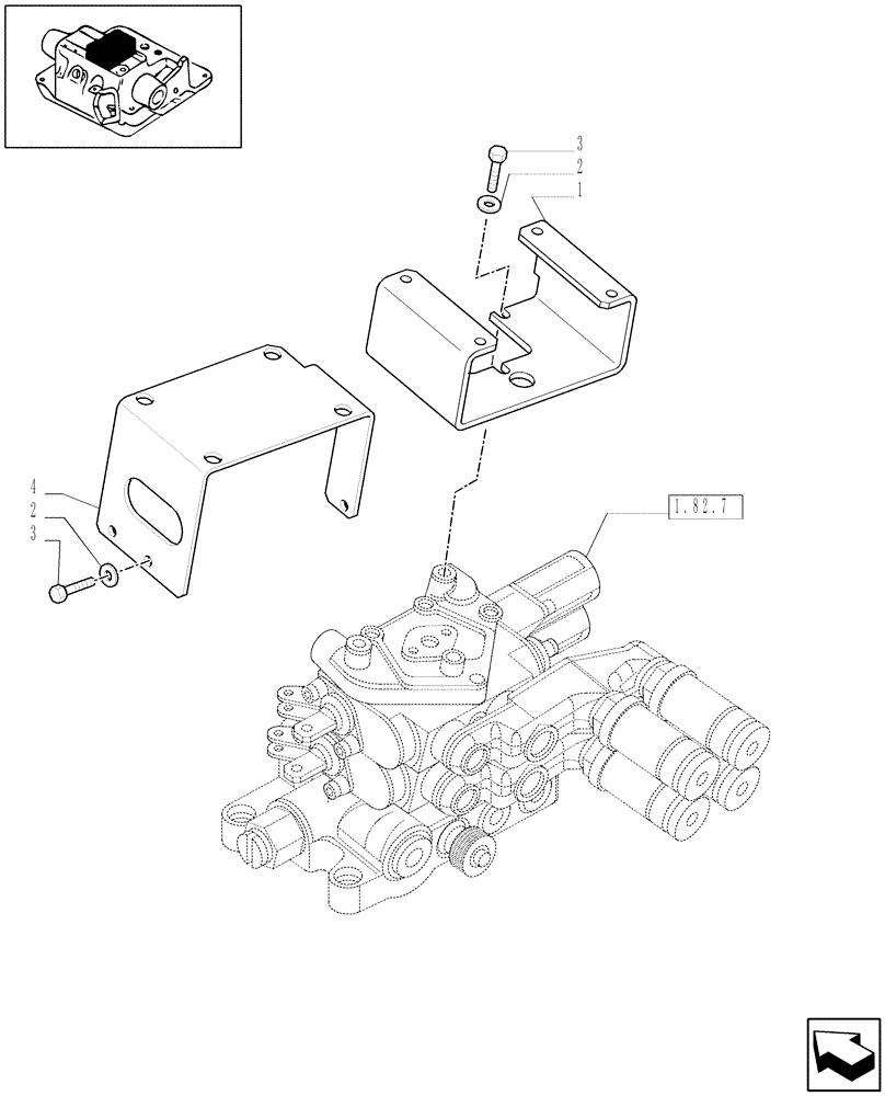 Схема запчастей Case IH MAXXUM 100 - (1.68.7) - TRAILER AIR BRAKE - VALVE SUPPORT (VAR.332727-333727-332737-339737-332739-333739) (05) - REAR AXLE