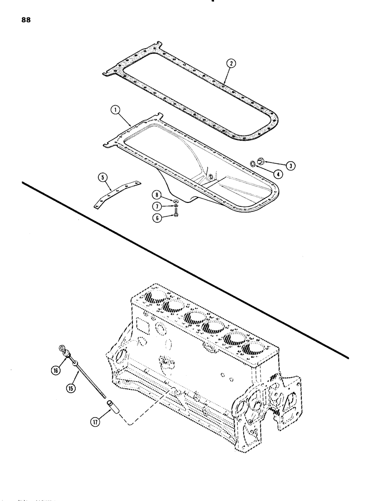 Схема запчастей Case IH 451BD - (088) - OIL PAN & DIPSTICK, ENGINE LESS FUEL DEVICE, 504BD AND 451BD NATURALLY ASPIRATED ENGINES (02) - ENGINE