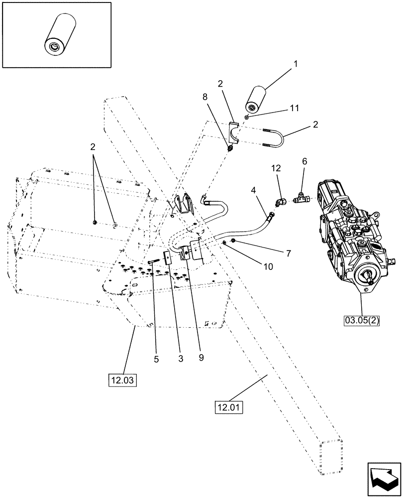 Схема запчастей Case IH WD1903 - (09.06[2]) - ACCUMULATOR, SURGE DAMPENING (09) - HEADER LIFT LINKAGE