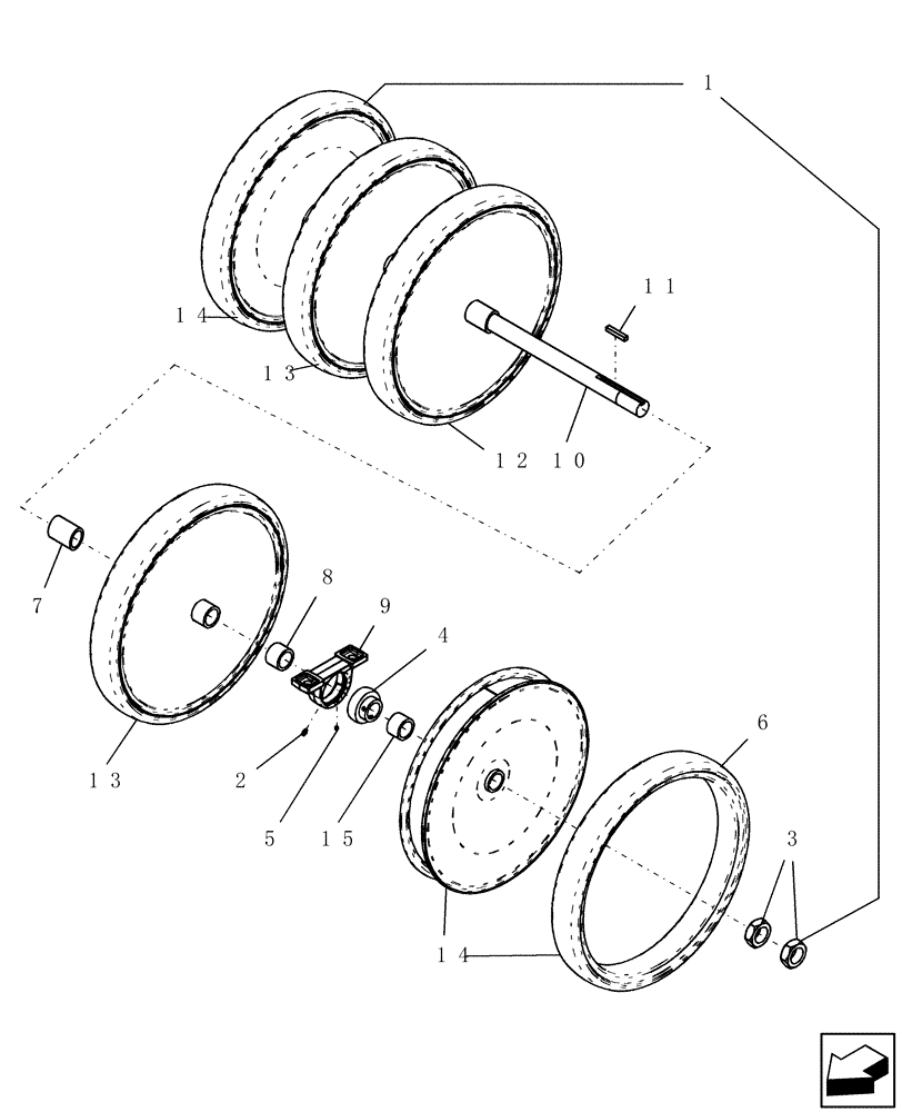 Схема запчастей Case IH ATX400 - (6.260.1) - PACKER GANG ASSY 10" SPACING, 5 RUBBER WHEELS Packer Gang Assemblies and Frames