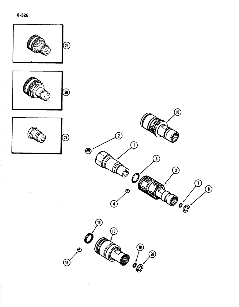 Схема запчастей Case IH 4894 - (8-326) - REMOTE HYDRAULIC BREAKAWAY COUPLINGS (08) - HYDRAULICS