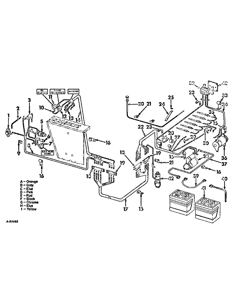 Схема запчастей Case IH 403 - (390) - ELECTRICAL SYSTEM, WIRING DIAGRAM, FOR D-301 ENGINE, COMBINE SERIAL NO. 9956 AND BELOW (55) - ELECTRICAL SYSTEMS