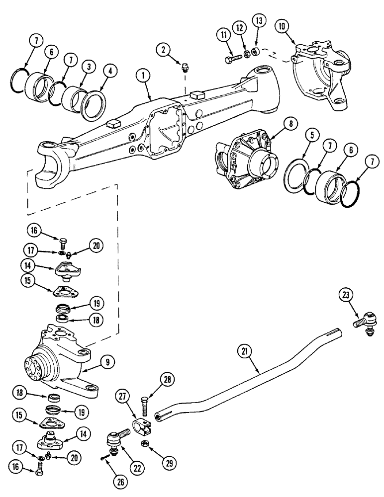 Схема запчастей Case IH 1594 - (5-138) - FRONT AXLE HOUSING, MFD TRACTORS, P.I.N. 11221501 AND AFTER (05) - STEERING