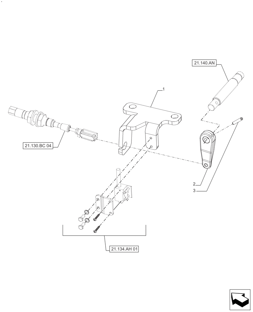 Схема запчастей Case IH FARMALL 140A - (21.162.AB) - MECHANICAL REVERSE ACTUATOR (21) - TRANSMISSION