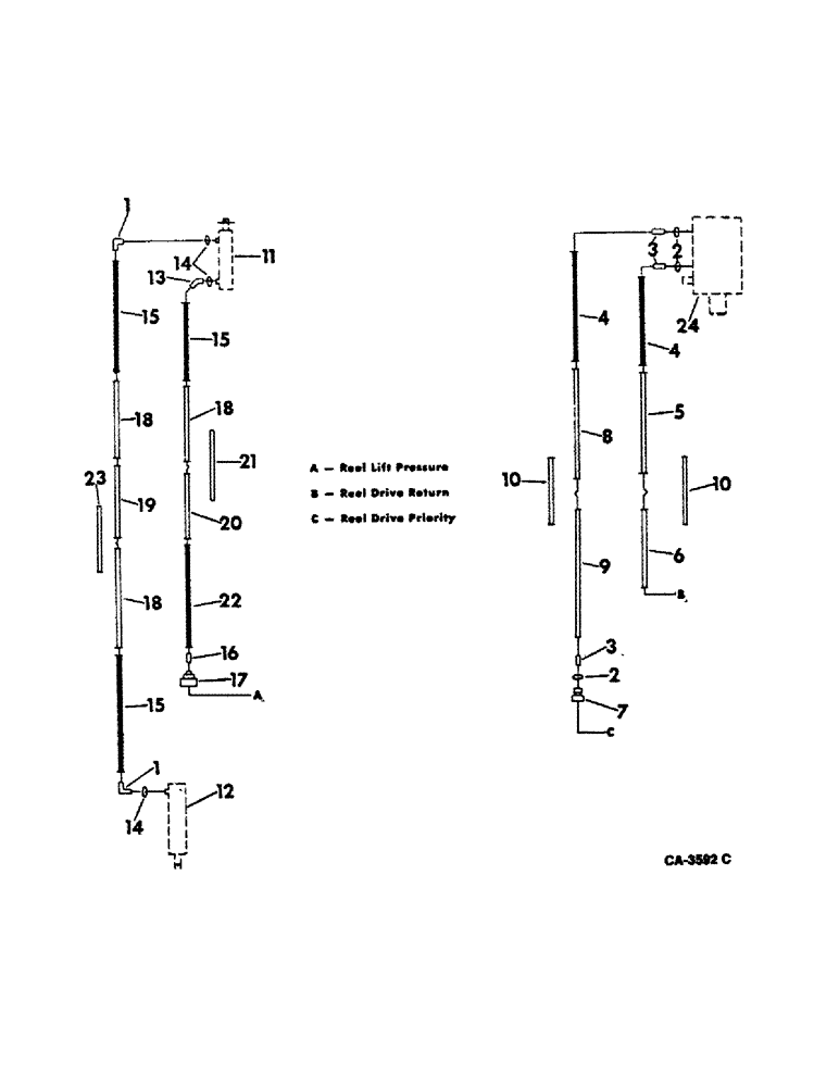 Схема запчастей Case IH 815 - (10-08) - HYDRAULICS, HYDRAULIC DIAGRAM, REEL DRIVE AND REEL LIFT FOR HEADERS (07) - HYDRAULICS