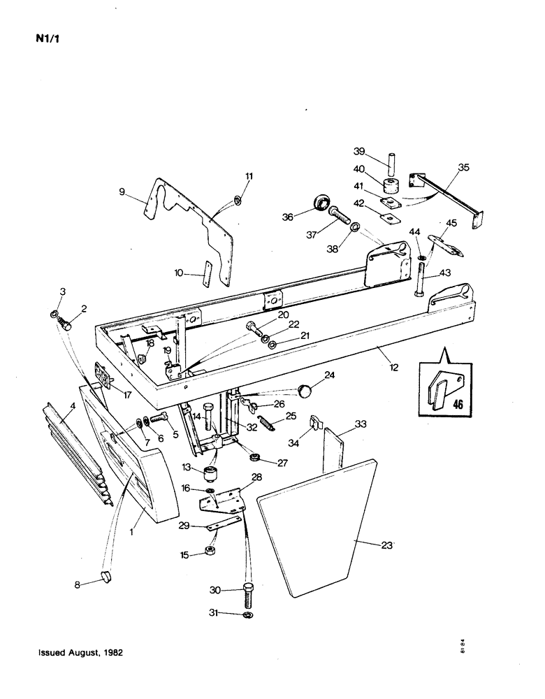 Схема запчастей Case IH 1190 - (N-01) - ENGINE GRILLE AND FRAME, FRONT OPENING HOOD (08) - SHEET METAL