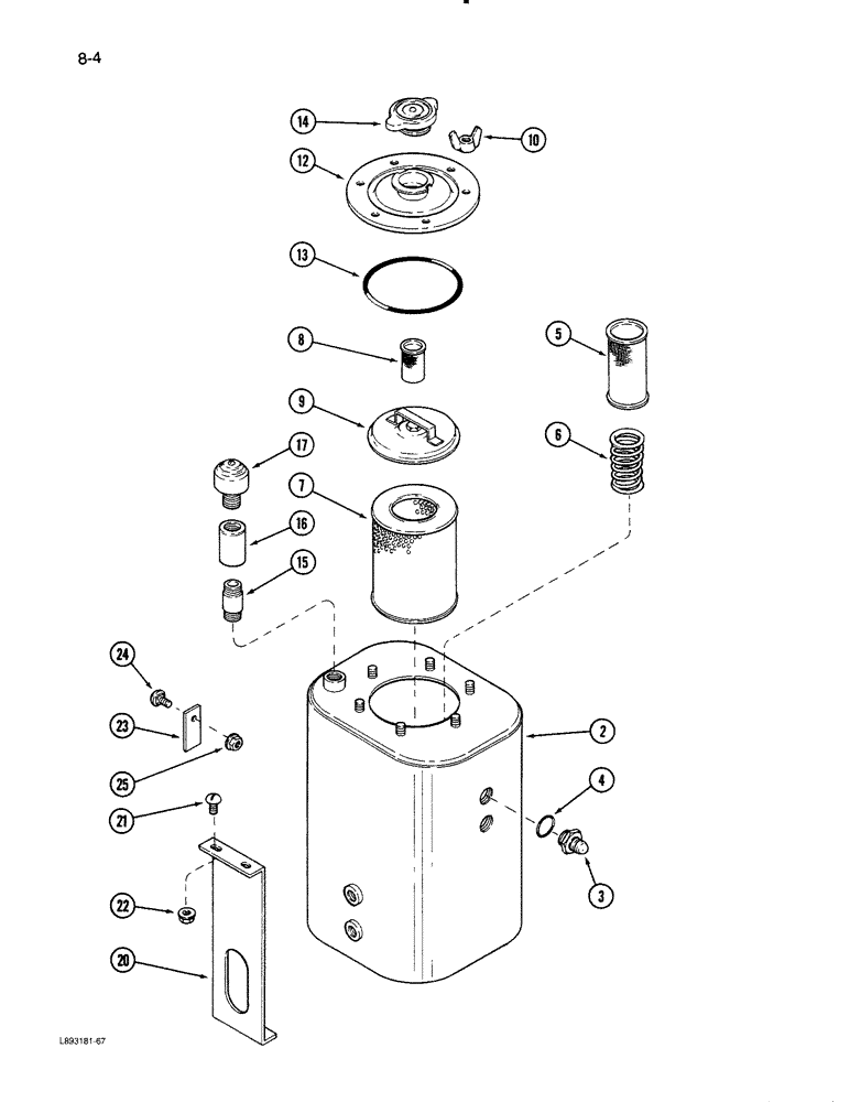 Схема запчастей Case IH 1670 - (8-04) - HYDRAULIC RESERVOIR, LEFT SIDE (07) - HYDRAULICS