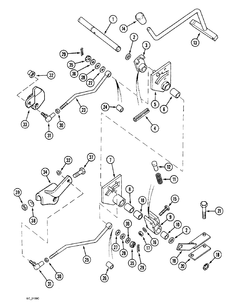 Схема запчастей Case IH 3220 - (6-062) - TRANSMISSION RANGE SHIFT CONTROL, TRACTOR WITHOUT CAB, WITHOUT FORWARD AND REVERSE (06) - POWER TRAIN