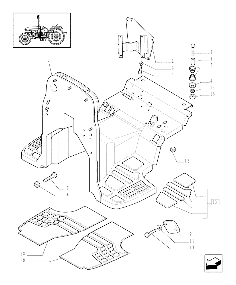 Схема запчастей Case IH JX1060C - (1.92.87[01]) - MUDGUARDS AND FOOTBOARDS (10) - OPERATORS PLATFORM/CAB