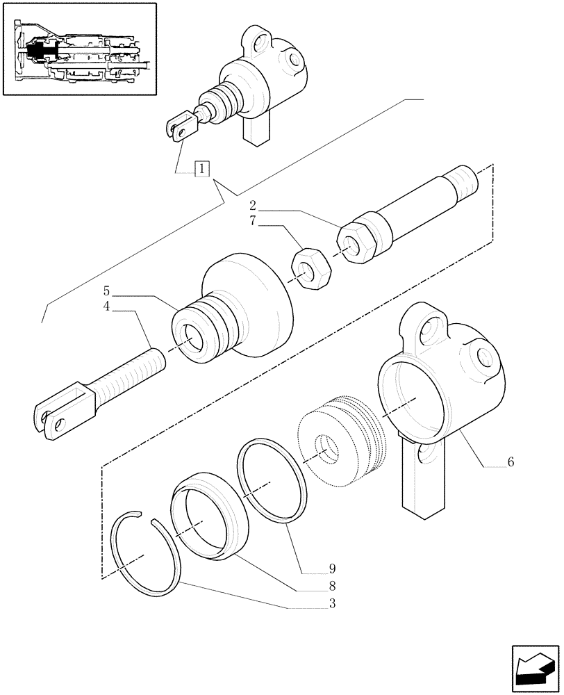 Схема запчастей Case IH JX1085C - (1.80.4/ A) - PTO CLUTCH CONTROL ACTUATOR CYLINDER - BREAKDOWN (07) - HYDRAULIC SYSTEM