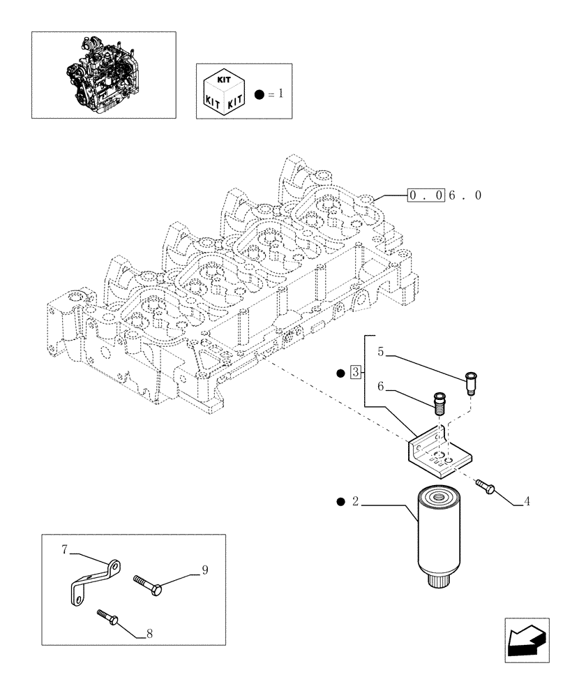 Схема запчастей Case IH PX110 - (0.20.0[01]) - FUEL FILTER (504054973) BSN 90629 (02) - ENGINE