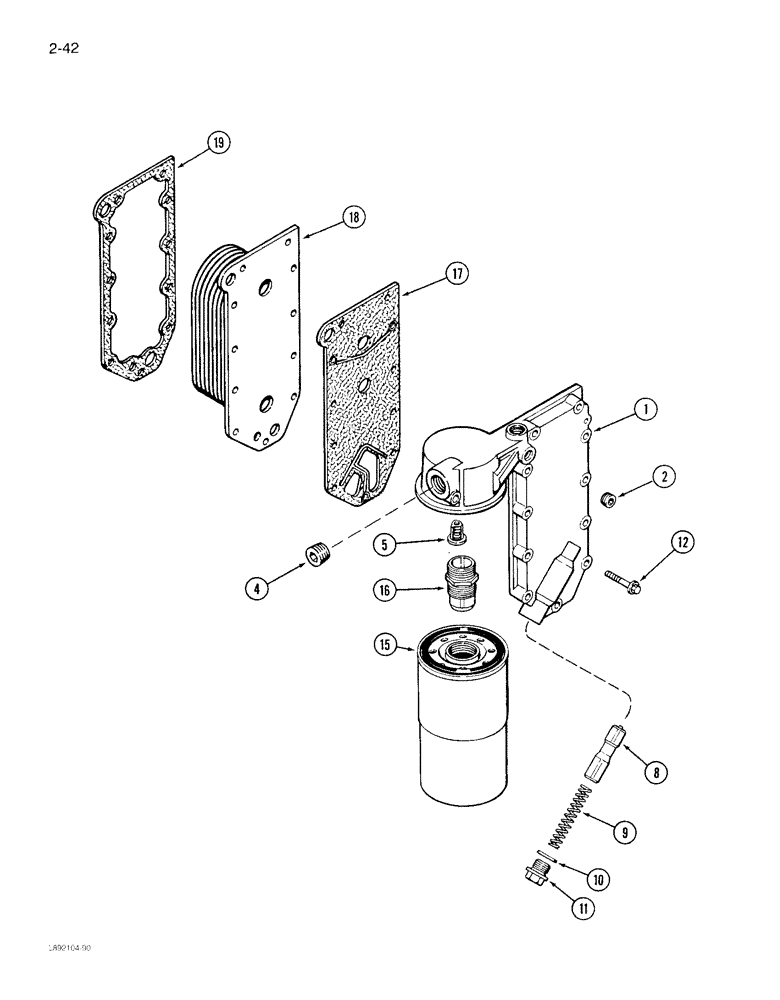 Схема запчастей Case IH 1822 - (2-42) - OIL FILTER AND COOLER 6TA-830 ENGINE (01) - ENGINE