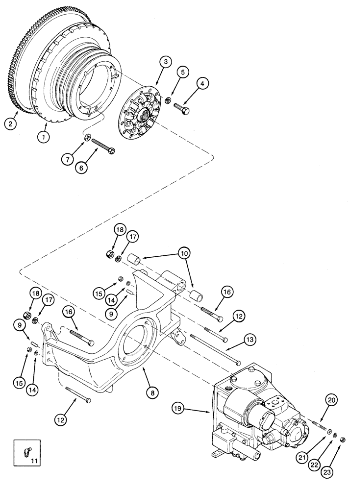 Схема запчастей Case IH 2155 - (6-06) - FAN DRIVE HOUSING, PULLEY, AND HYDROSTATIC PUMP DRIVE PLATE (03) - POWER TRAIN