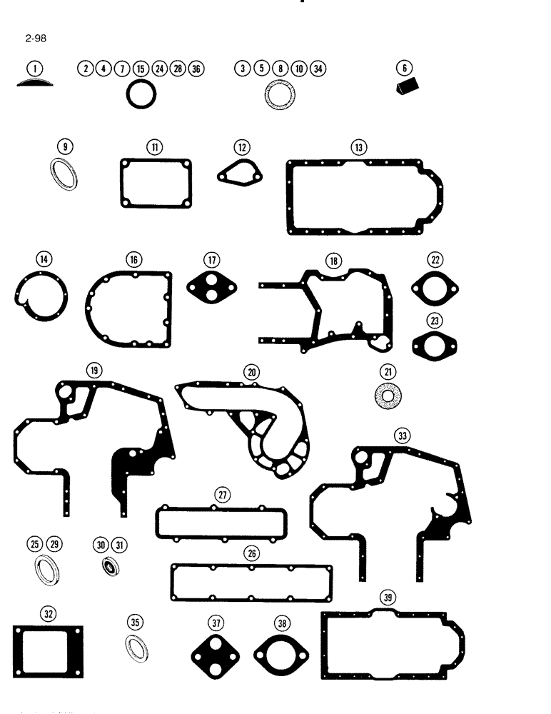 Схема запчастей Case IH 4000 - (2-98) - GASKET KIT, D-239 DIESEL ENGINE, CYLINDER BLOCK (02) - ENGINE