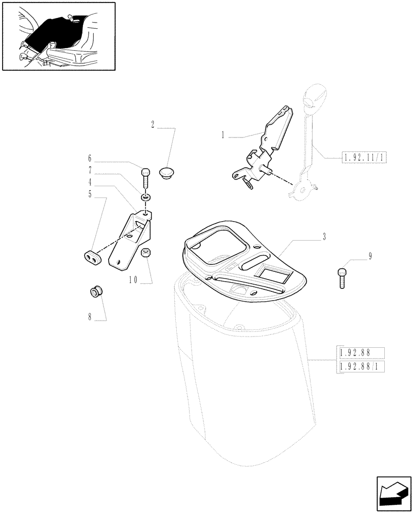 Схема запчастей Case IH JX1060C - (1.92.82/12[02]) - (VAR.722) CONTROL VALVE JOYSTICK (10) - OPERATORS PLATFORM/CAB