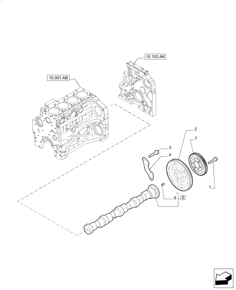 Схема запчастей Case IH FARMALL 140A - (10.106.AG) - CAMSHAFT - TIMING CONTROL (10) - ENGINE