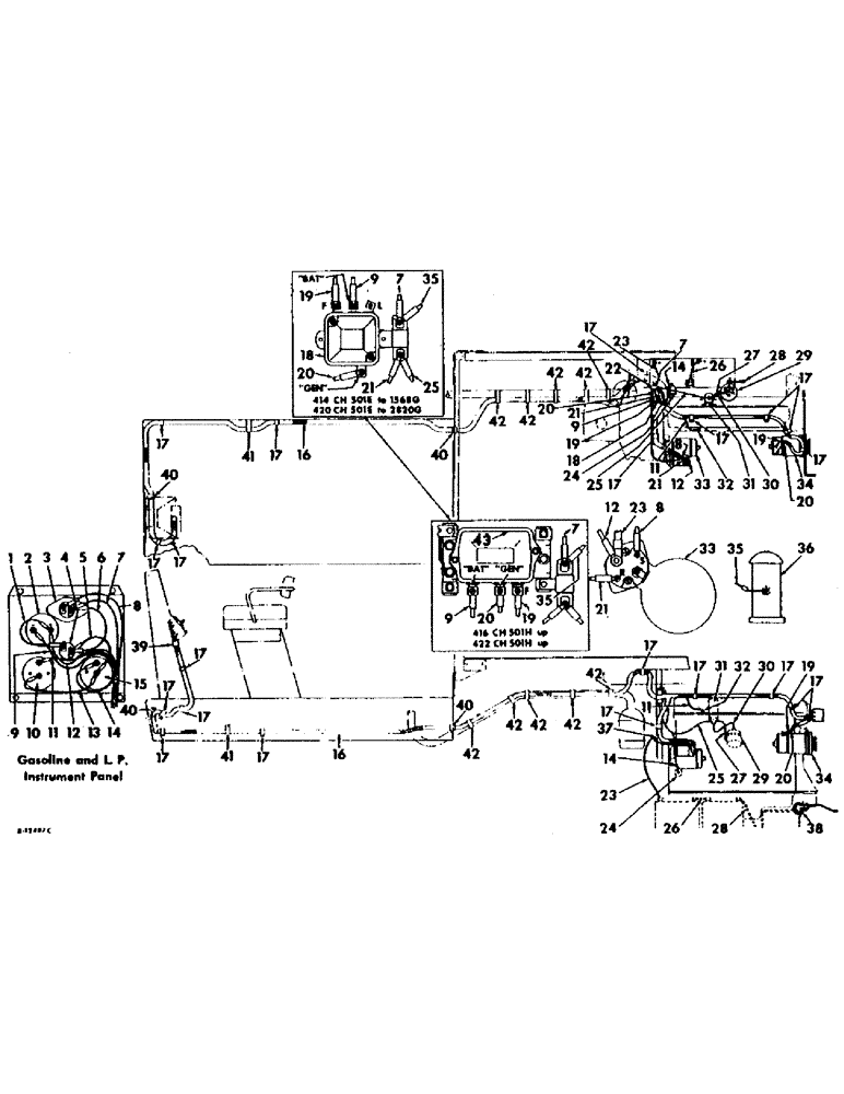 Схема запчастей Case IH 414 - (300) - ELEC. SYS. WIRING DIAGRAM, ALL 414 & 420 COTTON PICKERS, 416, CH501H - CH1695, 422, CH501H - CH3166 (55) - ELECTRICAL SYSTEMS