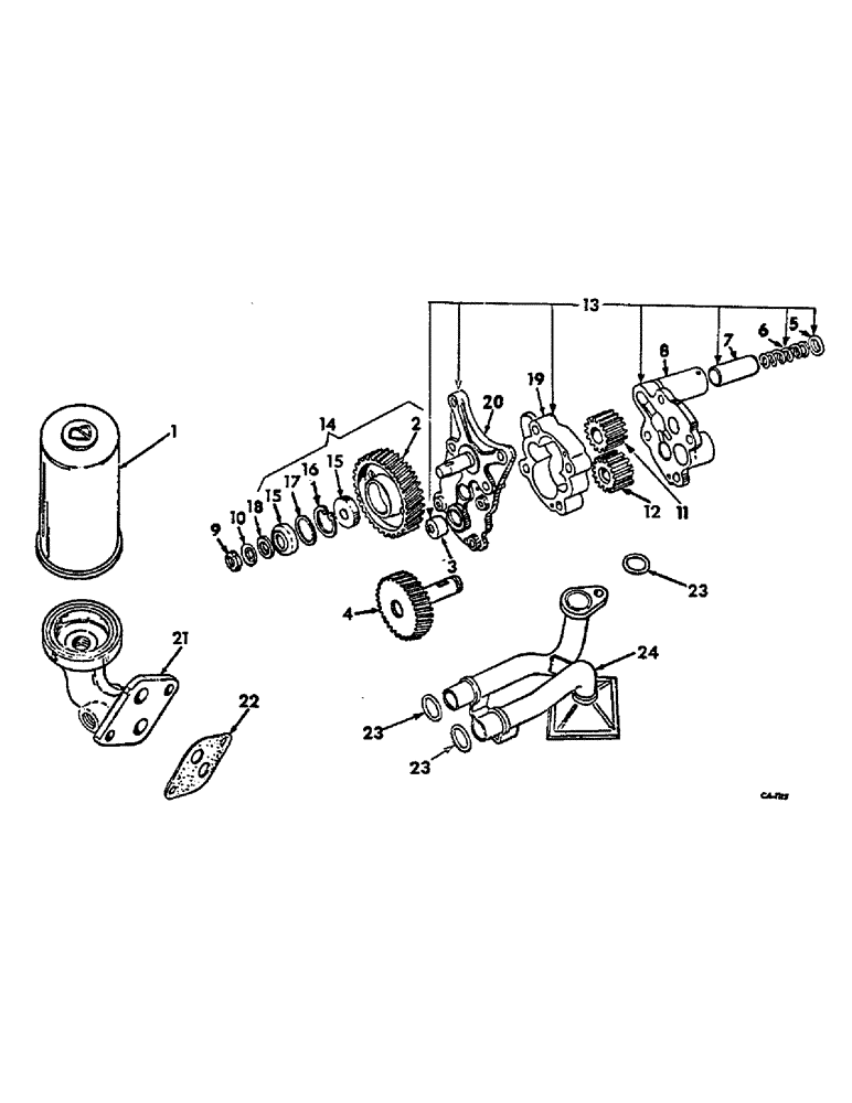 Схема запчастей Case IH 2500 - (12-059) - LUBRICATING OIL PUMP AND FILTER Power