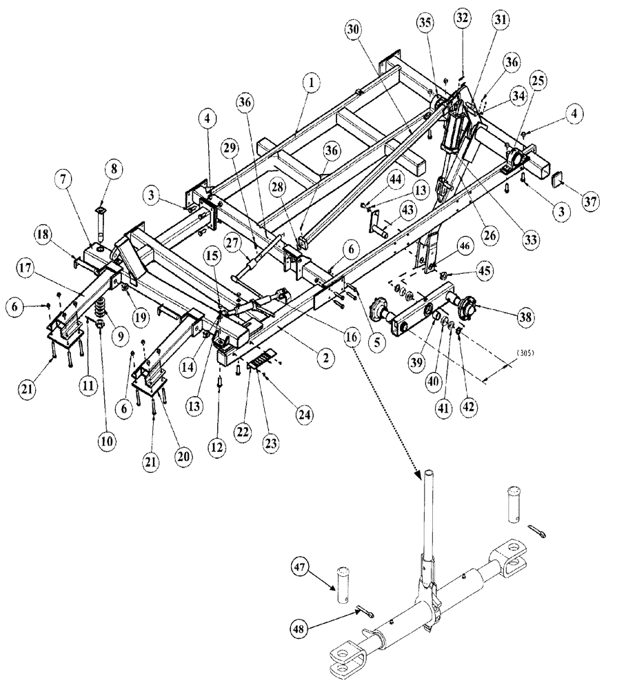 Схема запчастей Case IH 4450 - (09-04) - 6 FOOT WING - 22 FOOT 11 INCH MACHINE LAYOUT 