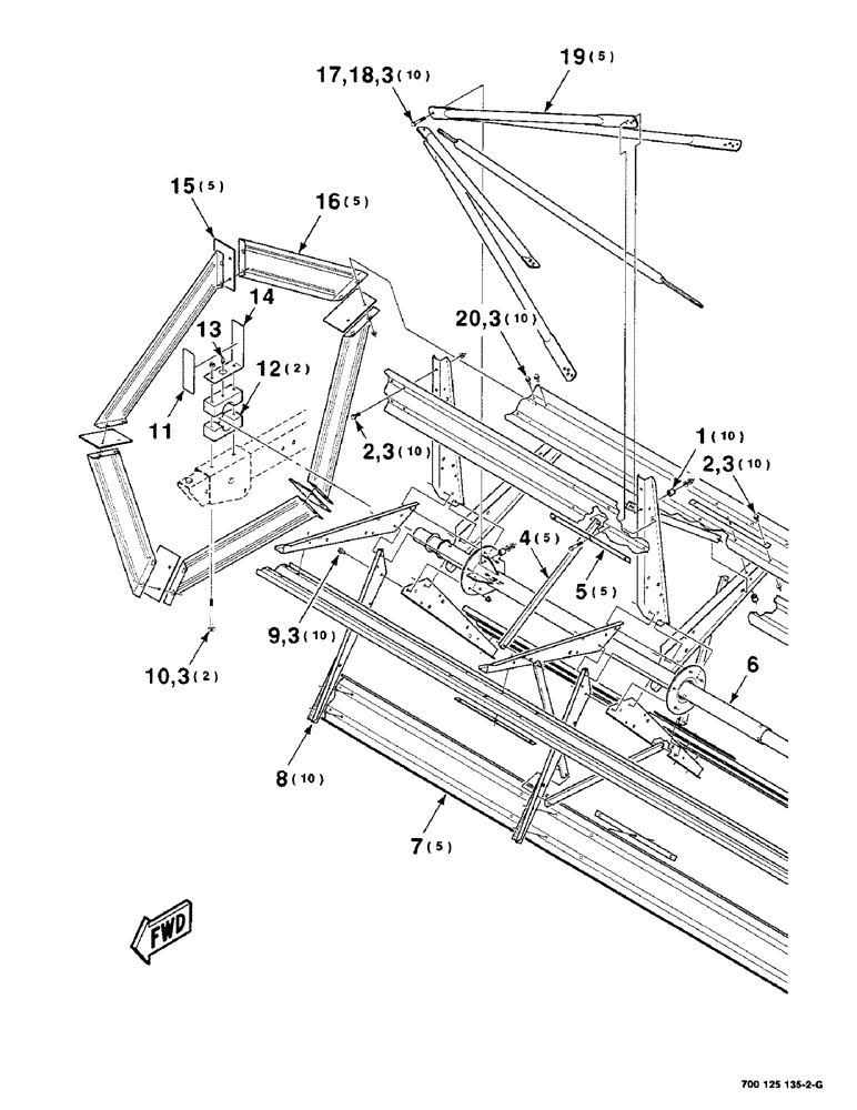 Схема запчастей Case IH 8220 - (2-30) - REEL ASSEMBLY, RIGHT HALF 35 FOOT, SERIAL NUMBER CFH0067004 AND LATER (58) - ATTACHMENTS/HEADERS