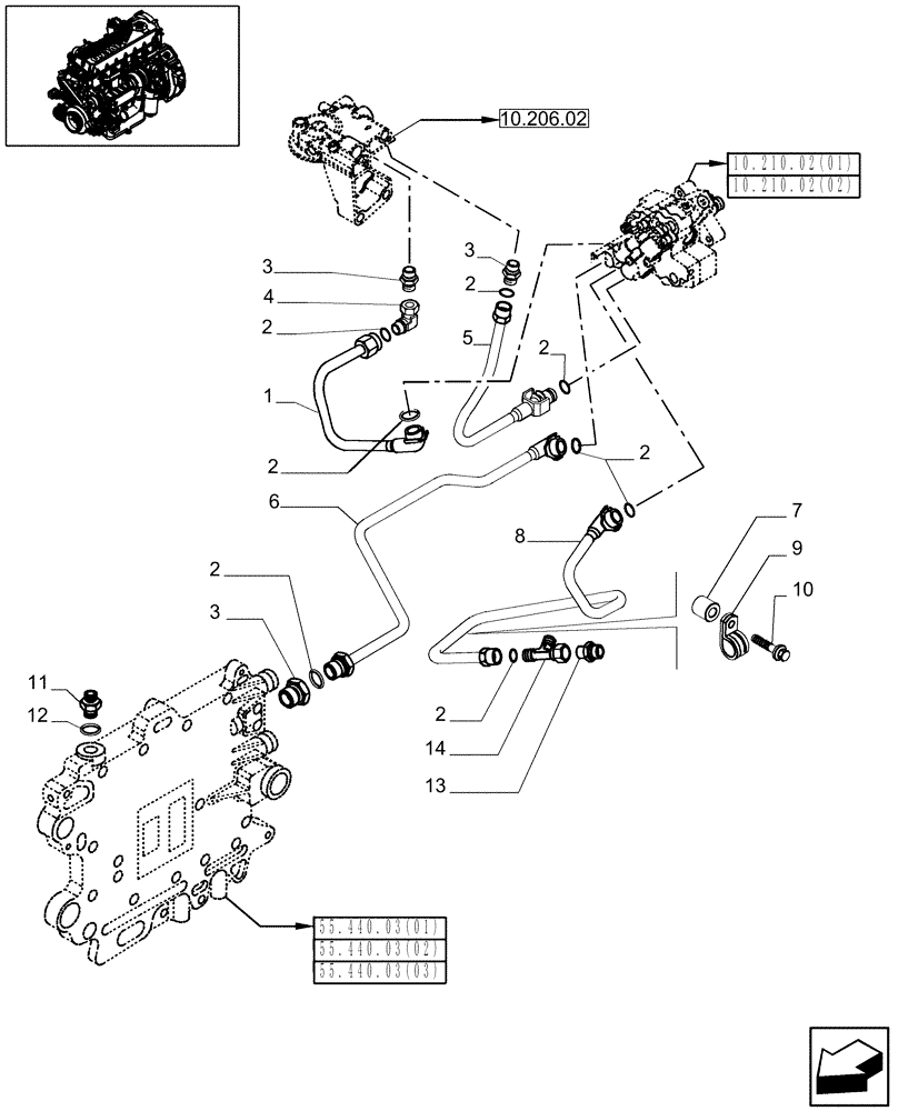 Схема запчастей Case IH 9010 - (10.214.01) - FUEL LINES - 7010 (10) - ENGINE