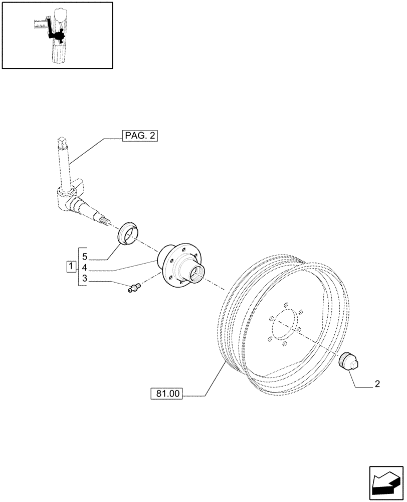 Схема запчастей Case IH JX95 - (1.41.0[03]) - 2WD FRONT AXLE - HUB (04) - FRONT AXLE & STEERING