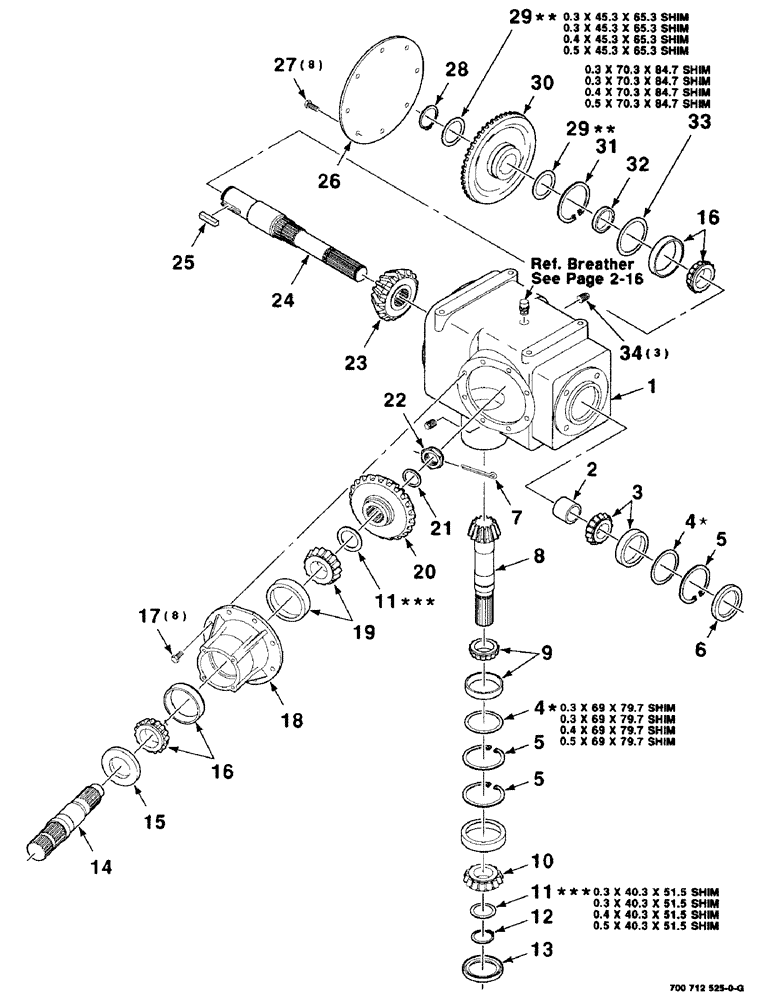 Схема запчастей Case IH 8309 - (2-28) - GEARBOX ASSEMBLY, 540 RPM, 700712525 GEARBOX ASSEMBLY COMPLETE (58) - ATTACHMENTS/HEADERS