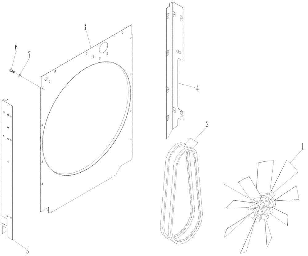 Схема запчастей Case IH A7000 - (C02.01[01]) - Cooling Fan, Drive Belt and Shroud {DS11} (01) - ENGINE