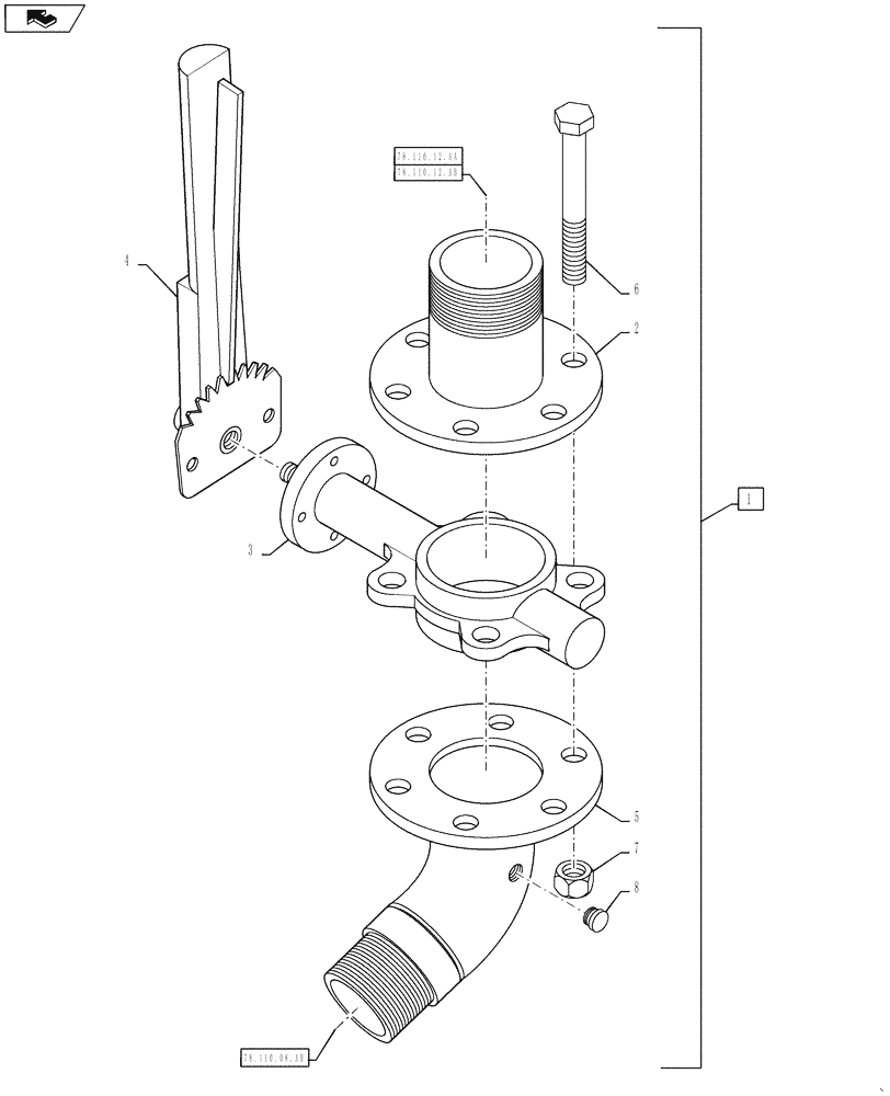 Схема запчастей Case IH 610 - (78.110.10.AB) - TANK SHUT-OFF VALVE ASSEMBLY (78) - SPRAYING