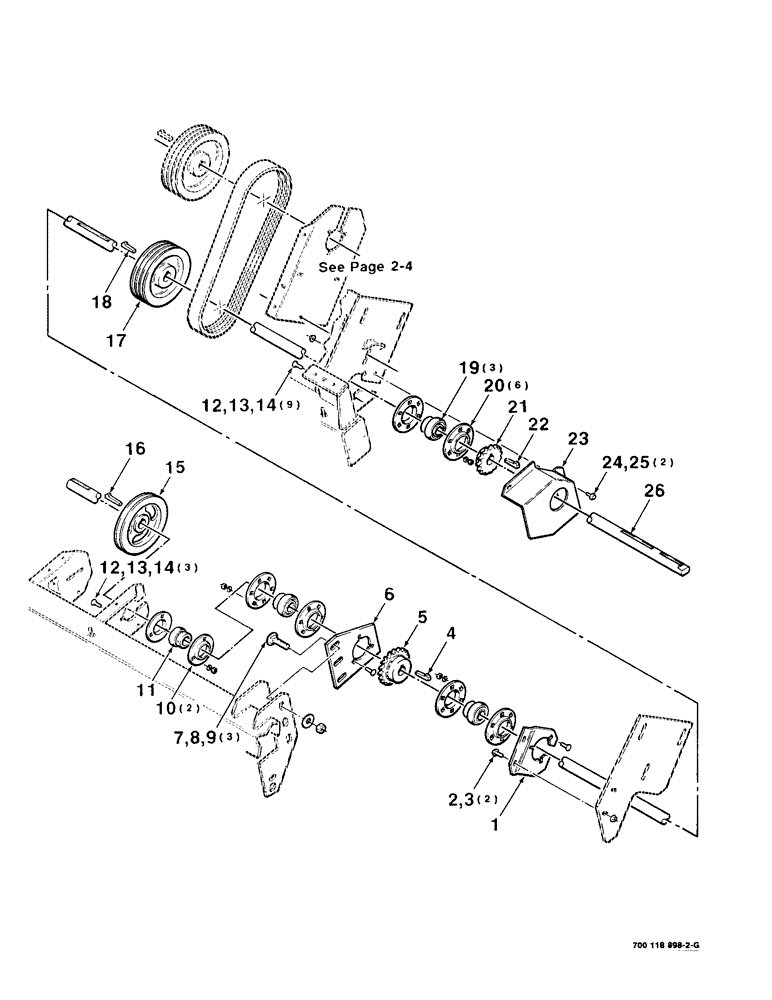 Схема запчастей Case IH 8820 - (2-08) - SECONDARY DRIVE ASSEMBLY, 14 FOOT (09) - CHASSIS