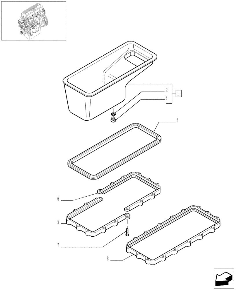 Схема запчастей Case IH STEIGER 385 - (02-27) - OIL SUMP & RELATED PARTS, STEIGER 385 / 435 & 485 (02) - ENGINE