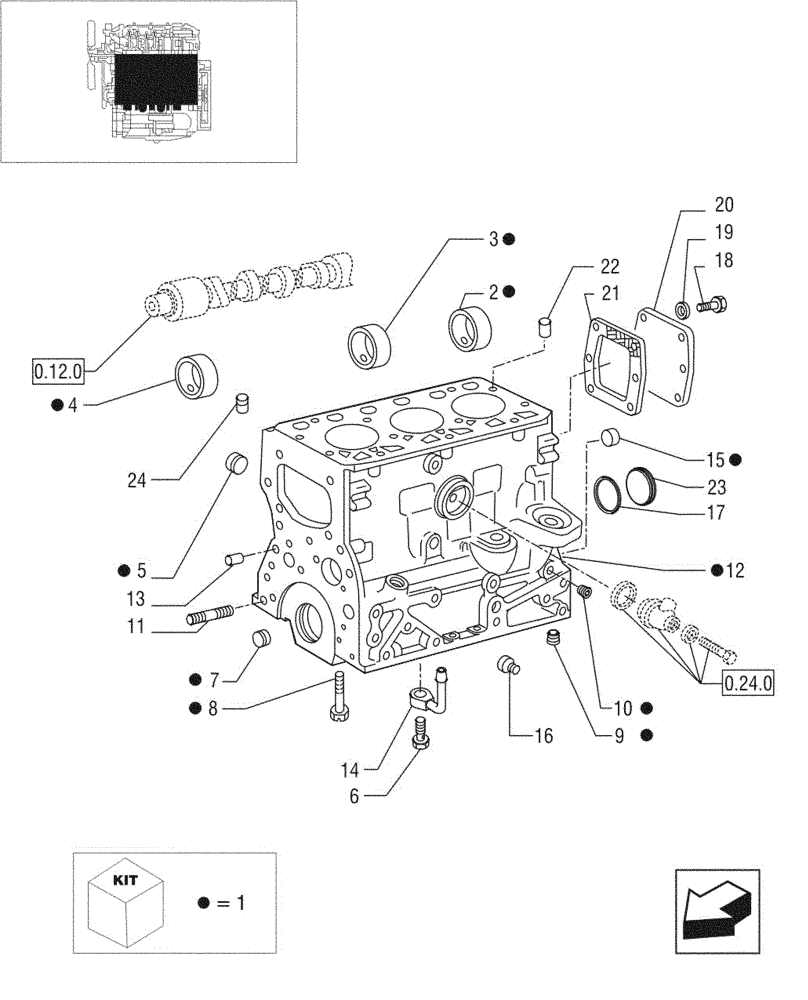 Схема запчастей Case IH JX95 - (0.04.0/04) - CRANKCASE - TIER 1 ENGINE (01) - ENGINE