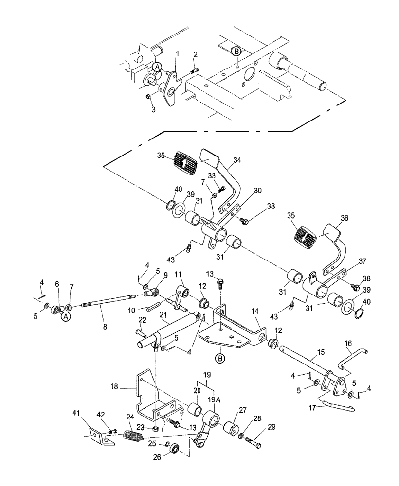 Схема запчастей Case IH DX22E - (03.09) - HST CONTROL; PEDALS, LINK (03) - TRANSMISSION