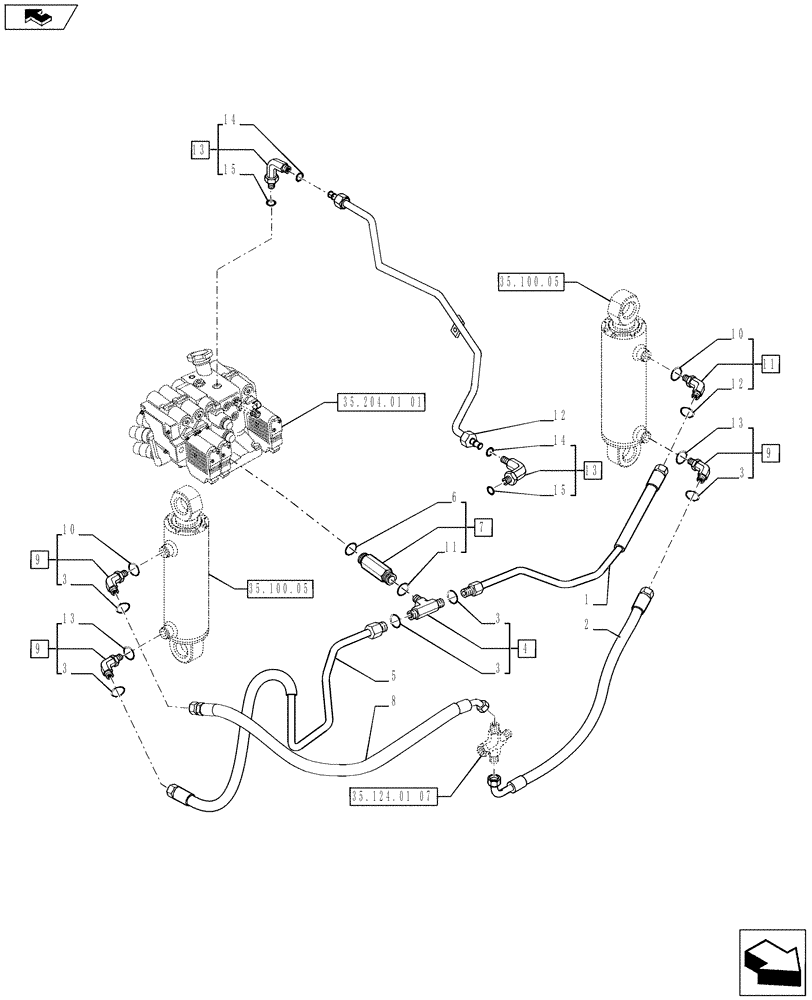 Схема запчастей Case IH PUMA 185 - (35.100.04[02A]) - LIFTER LINES - LIFTER CYLINDERS PIPES - D7091 (VAR.720819-728484-720463-743963-743964) (35) - HYDRAULIC SYSTEMS