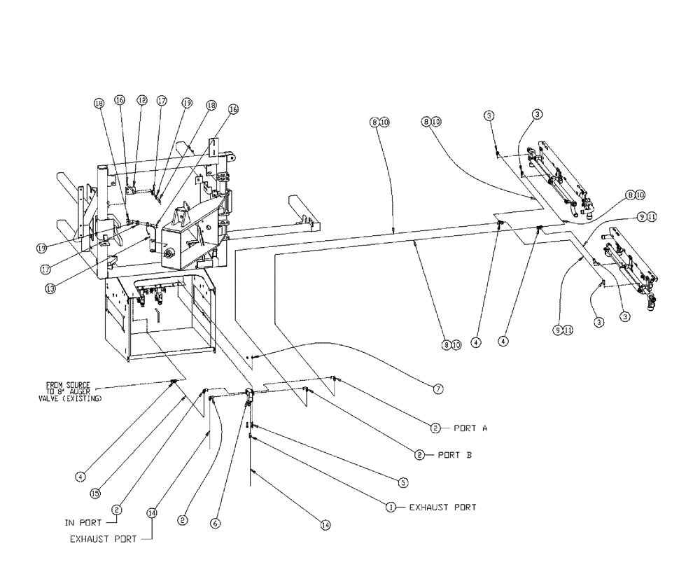 Схема запчастей Case IH 438 - (18-006) - PNEUMATIC GROUP, R SPRAY BAR Wet Kit