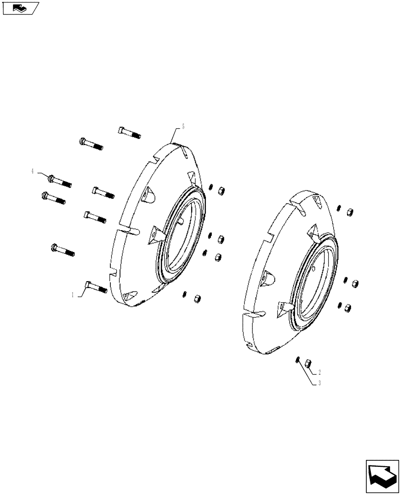 Схема запчастей Case IH FARMALL 65A - (37.140.04) - REAR BALLAST WEIGHTS - 4 BOLT WHEEL AND 6 BOLT WHEEL (37) - HITCHES, DRAWBARS & IMPLEMENT COUPLINGS