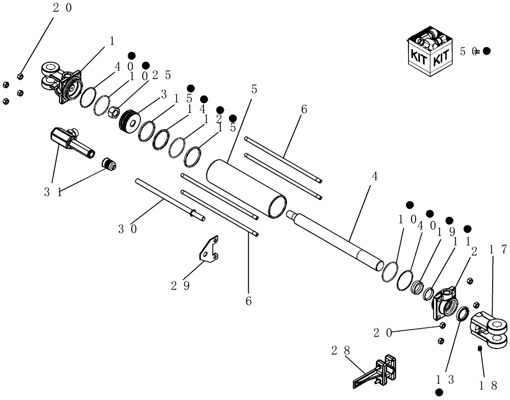 Схема запчастей Case IH 5300 - (8-30) - LIFT CYLINDER ASSEMBLY, 86991983, DEPTH CONTROL (2ND DATE RANGE) (08) - HYDRAULICS