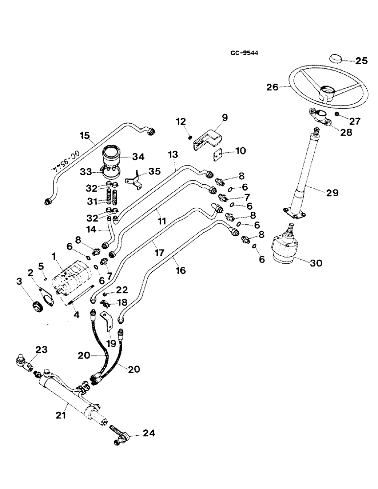 Схема запчастей Case IH 844S - (10-02) - POWER STEERING (07) - HYDRAULICS