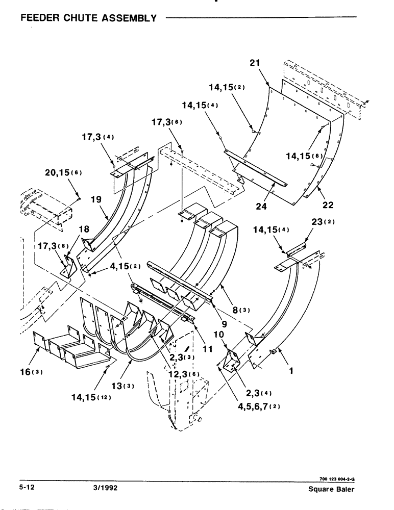 Схема запчастей Case IH 8570 - (5-12) - FEEDER CHUTE ASSEMBLY (13) - FEEDER