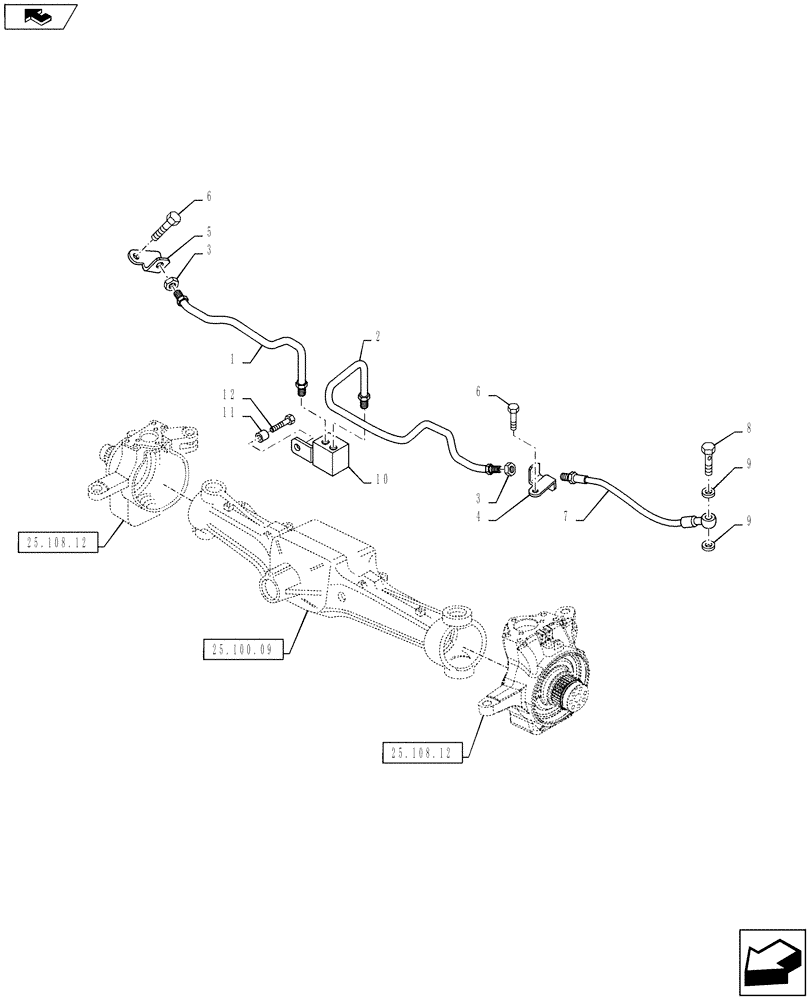 Схема запчастей Case IH PUMA 130 - (33.204.04) - VAR - 330430 - CL.4 FRONT AXLE - BRAKE LINES (33) - BRAKES & CONTROLS