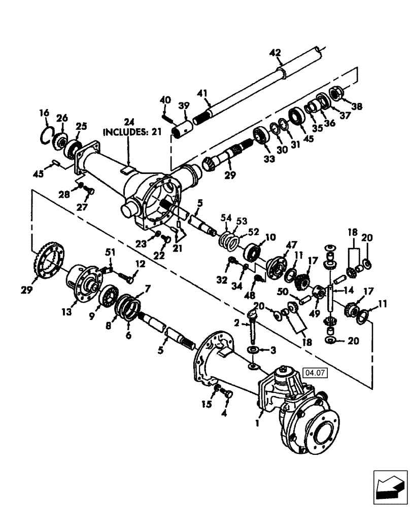 Схема запчастей Case IH FARMALL 55 - (04.06) - FRONT DIFFERENTIAL GEARS W/FWD (04) - FRONT AXLE & STEERING