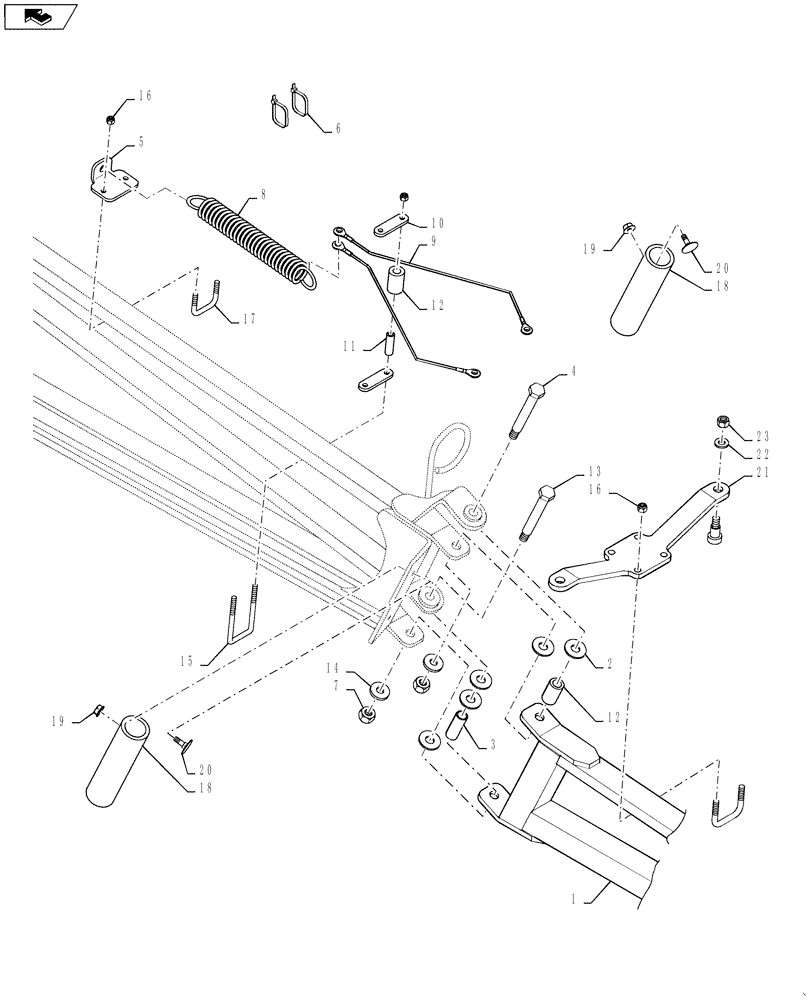 Схема запчастей Case IH 4430 - (39.130.12[01]) - BOOM BREAKAWAY ASSEMBLY, 90 BOOM (39) - FRAMES AND BALLASTING