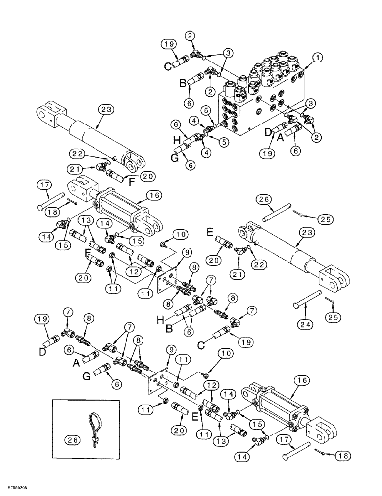 Схема запчастей Case IH 955 - (8-045A) - ROW MARKER HYDRAULIC SYSTEM, W/ HYDRAFORCE CONTROL VALVE, UNITS W/ LIQUID FERTILIZER ATT 12/23 SOLID (08) - HYDRAULICS