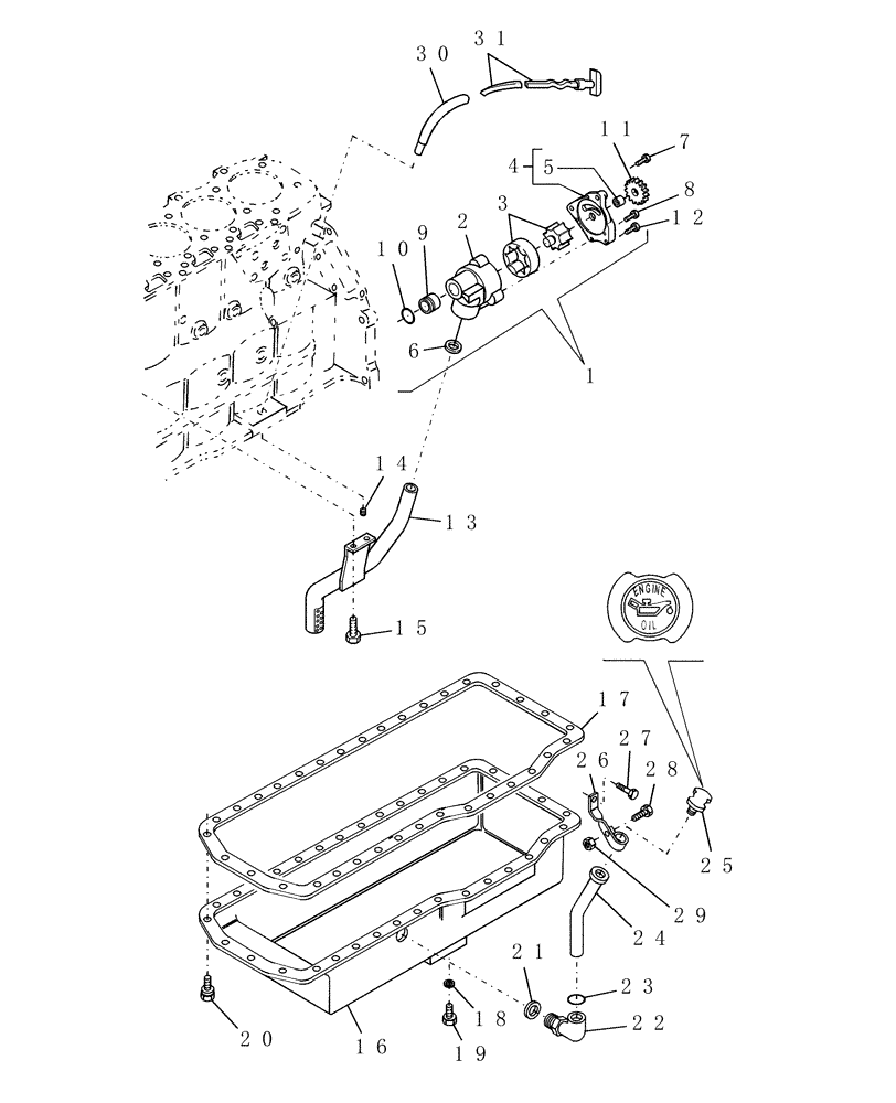 Схема запчастей Case IH WDX1701 - (068) - ENGINE, OIL PUMP & OIL PAN (10) - ENGINE