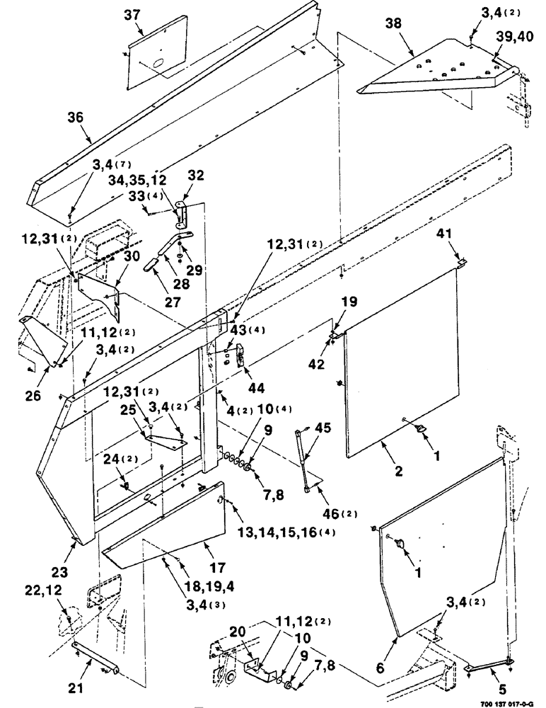 Схема запчастей Case IH 8585 - (7-12) - MAIN SHIELD ASSEMBLY, LEFT (12) - MAIN FRAME