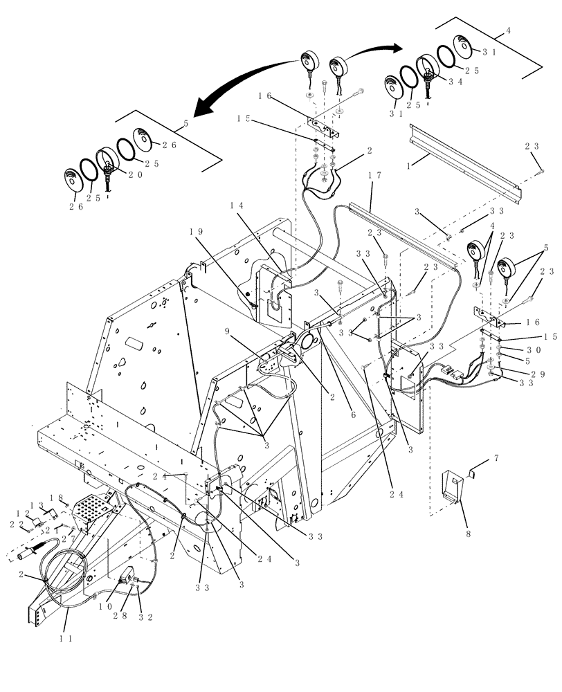 Схема запчастей Case IH RBX451 - (024) - LIGHTING (55) - ELECTRICAL SYSTEMS