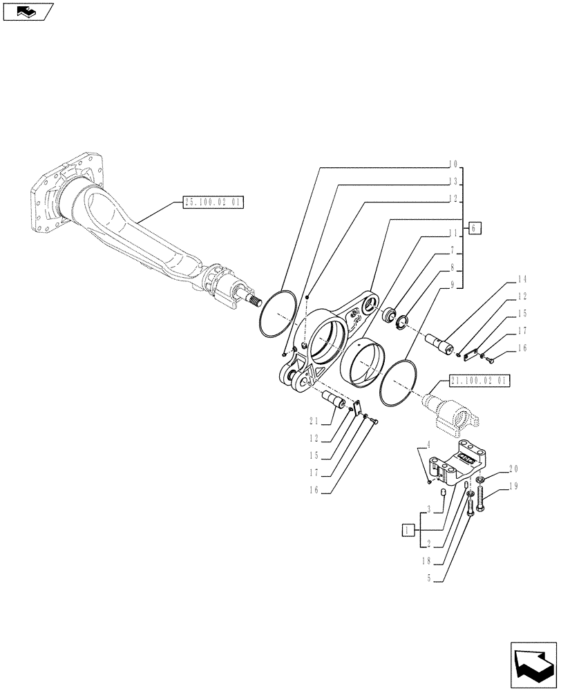 Схема запчастей Case IH PUMA 170 - (25.100.02[02A]) - CLASS 4 4WD FRONT AXLE WITH ACTIVE SUSPENSION SKY HOOK - SUPPORT - D7091 (VAR.720463-743963-743964) (25) - FRONT AXLE SYSTEM